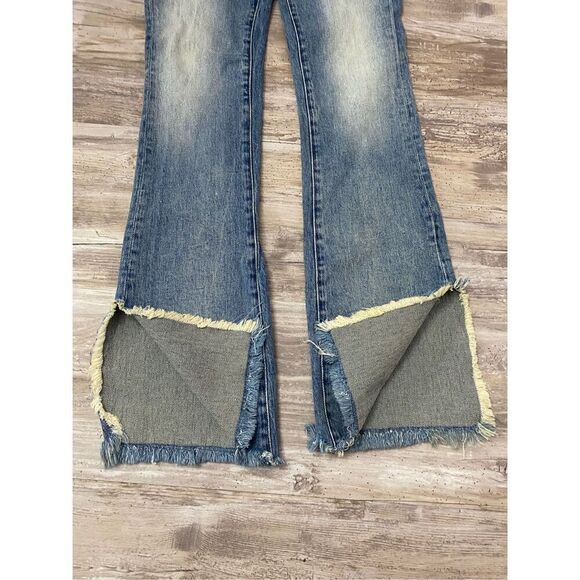 Blank NYC The Hoyt Jeans High Rise Mini Flare Raw Hem Women’s Sz 25 Waist - Picture 3 of 9